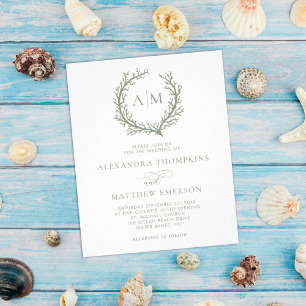 Flyer Boda Náutico Presupuestario Coral Reef Sage Green