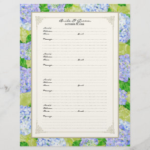 Flyer Boda Página Libro de Invitado Blue Hydrangea Lace 