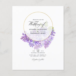Flyer Boda Pastel Violeta y Dorado Geométrico Herbarium