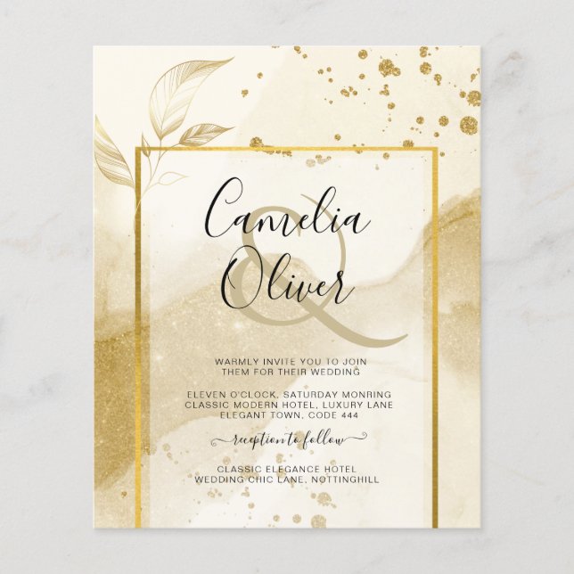 Flyer Boda Perla Dorada TINTA Alcohol Abstracta LeahG (Frente)
