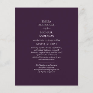 Flyer BODA PRESUPUESTARIO PLUM PURPLE Monocromo Simple