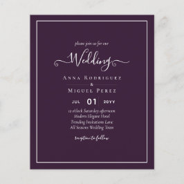 Flyer BODA PRESUPUESTARIO PLUM PURPLE Monocromo Simple