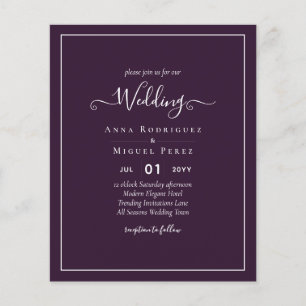 Flyer BODA PRESUPUESTARIO PLUM PURPLE Monocromo Simple
