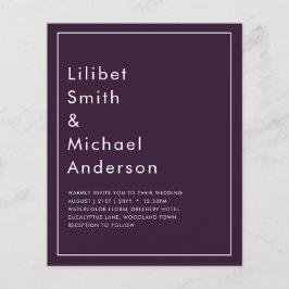Flyer BODA PRESUPUESTARIO PLUM PURPLE Monocromo Simple