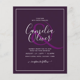 Flyer BODA PRESUPUESTARIO PLUM PURPLE Monocromo Simple