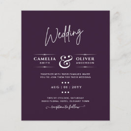 Flyer BODA PRESUPUESTARIO PLUM PURPLE Monocromo Simple