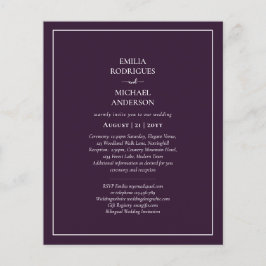 Flyer BODA PRESUPUESTARIO PLUM PURPLE Monocromo Simple