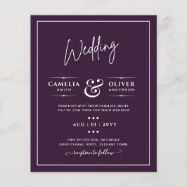 Flyer BODA PRESUPUESTARIO PLUM PURPLE Monocromo Simple