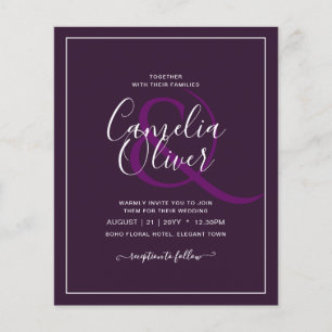 Flyer BODA PRESUPUESTARIO PLUM PURPLE Monocromo Simple