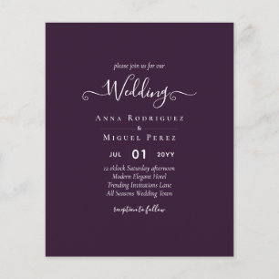 Flyer BODA PRESUPUESTARIO PLUM PURPLE Monocromo Simple