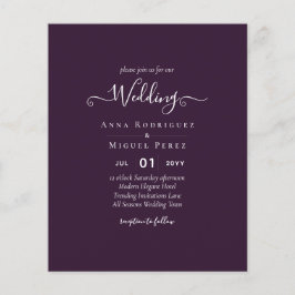 Flyer BODA PRESUPUESTARIO PLUM PURPLE Monocromo Simple
