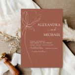 Flyer Boda Presupuestario Terracotta Burnt Naranja Flora<br><div class="desc">Naranja Quemado de Presupuesto  Minimalista Botánico Floral mano Línea Arte Terracotta (terra cotta) y Neutral Tono de la Tierra Marrón Boho Bohemian Sketch Boda Otoño (otoño),  Invitaciones de Invierno,  Primavera o Verano - incluye hermosa y elegante tipografía de escritura para la celebración especial del Día de la Boda.</div>