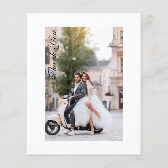 Flyer Boda Presupuesto Foto de agradecimiento Moderno El (Frente)