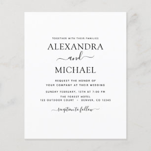 Flyer Boda Presupuesto Negro Blanco con Invitación de Fo