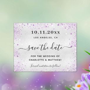 Flyer Boda presupuesto purpurina de plata púrpura guarda