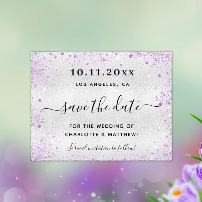 Flyer Boda presupuesto purpurina de plata púrpura guarda (Subido por el creador)