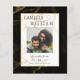 Flyer Boda Purpurina de oro negro moderno