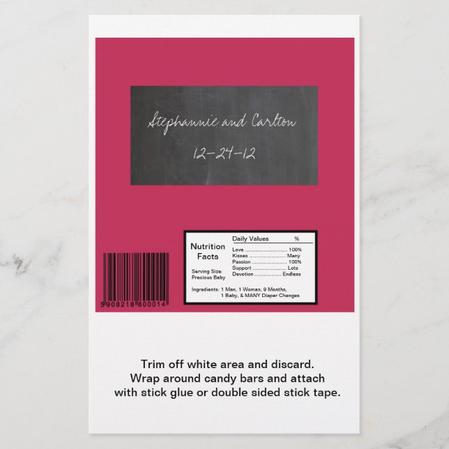 Flyer Boda rosa Chalkboard Envoltura de vaina grande (Frente)