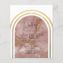 Flyer Boda Rosa de Mármol de Oro con el presupuesto más 