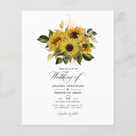 Flyer Boda rústica de girasoles en un granero campestre