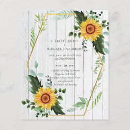 Flyer Boda Rústico BOHO Sunflowers Greenery