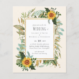 Flyer Boda Rústico BOHO Sunflowers Greenery