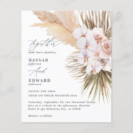 Flyer boda rústico de orquídeas de pasto de pampas