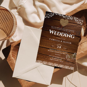 Flyer Boda Rústico Invtición Mason Jars Lace Luces