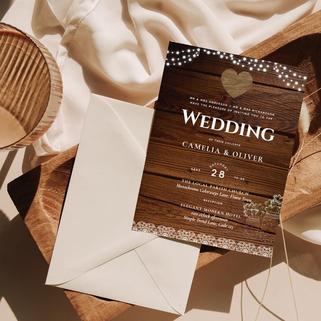 Flyer Boda Rústico Invtición Mason Jars Lace Luces (Subido por el creador)