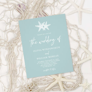 Flyer Boda Starfish Beach de Vidrio Marítimo Moderno Pre