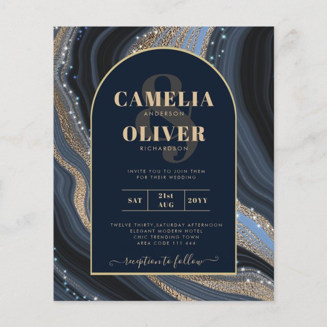 Flyer Boda STARRY NIGHT de la Marina LeahG Blue Gold Aga (Frente)
