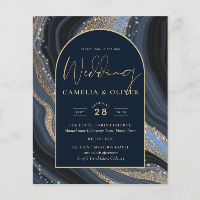 Flyer Boda STARRY NIGHT de la Marina LeahG Blue Gold Aga (Frente)