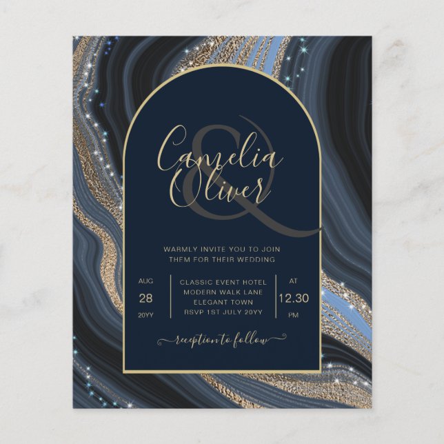 Flyer Boda STARRY NIGHT de la Marina LeahG Blue Gold Aga (Frente)