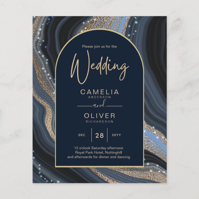 Flyer Boda STARRY NIGHT de la Marina LeahG Blue Gold Aga (Frente)