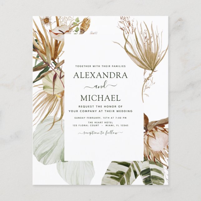 Flyer Boda tropical Boho Boho Bohemian (Frente)