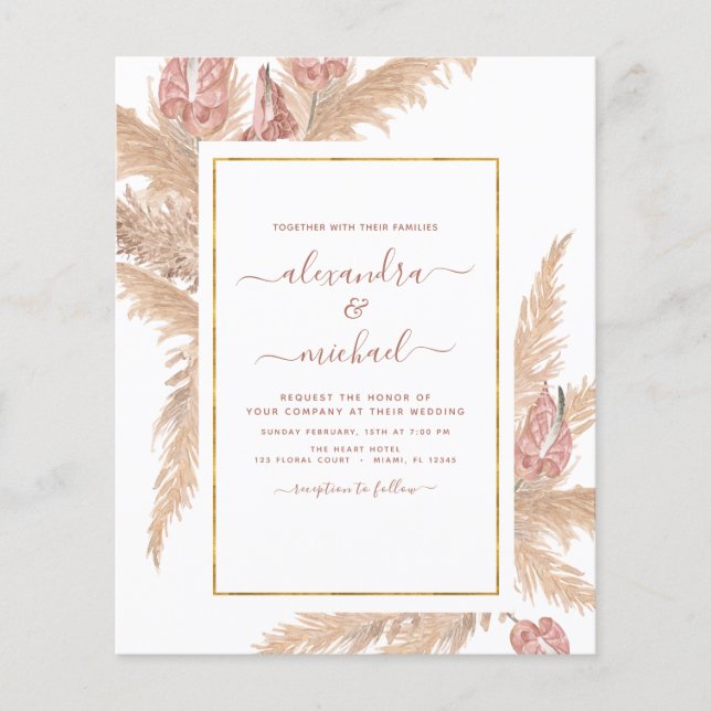 Flyer Boda tropical Boho Boho Bohemian (Frente)