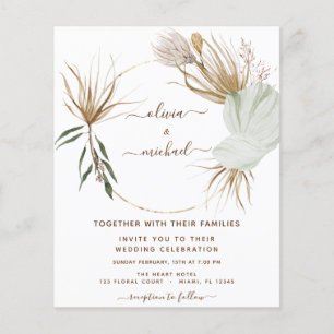 Flyer Boda Tropical Boho de Presupuestos Pampas