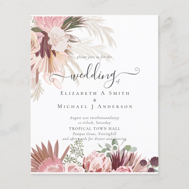 Flyer Boda Tropical de Borgoña Pampas (Frente)