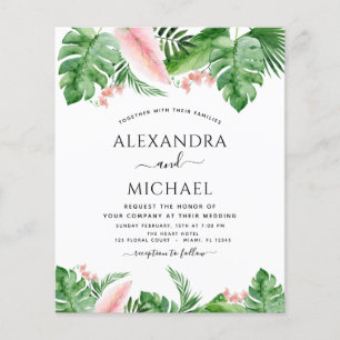 Flyer Boda Tropical Palma Fotografía Verde Rosa Presupue