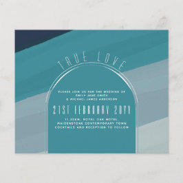 Flyer Boda Verde azulado azul de vidrio marino moderno O