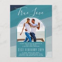 Flyer Boda Verde azulado azul de vidrio marino moderno O