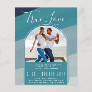 Flyer Boda Verde azulado azul de vidrio marino moderno O