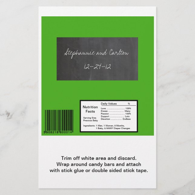 Flyer Boda verde Chalkboard Envoltura de vaina grande (Frente)