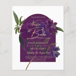 Flyer Boda Verde de Plomo de Hierro Morado Floral