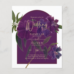 Flyer Boda Verde de Plomo de Hierro Morado Floral