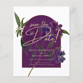 Flyer Boda Verde de Plomo de Hierro Morado Floral