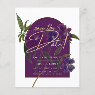 Flyer Boda Verde de Plomo de Hierro Morado Floral