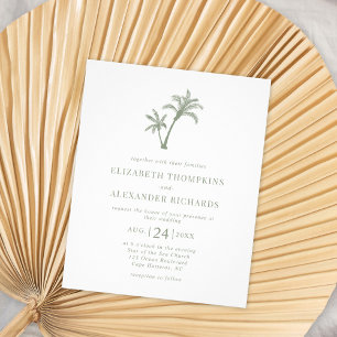 Flyer Boda verde de sabio del árbol de palmas tropical p