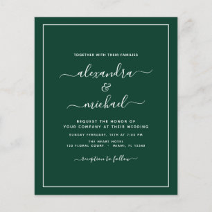Flyer Boda verde esmeralda de presupuesto vuelo moderno