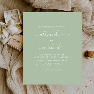 Flyer Boda verde sabio del presupuesto tipografía modern